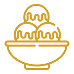 Fruit, caramel and chocolate topping options.